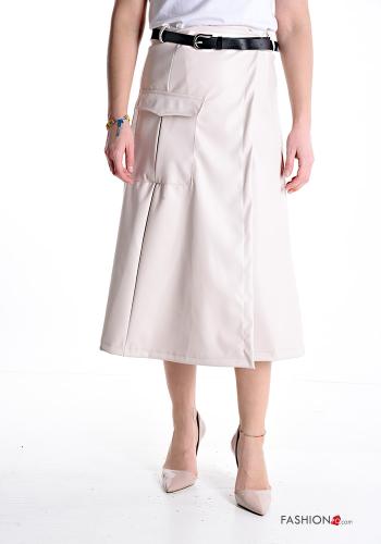 Jupe faux cuir tulipe avec ceinture avec poches - ph 1