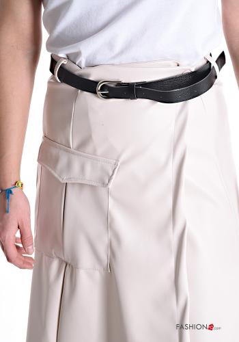 Jupe faux cuir tulipe avec ceinture avec poches - ph 4