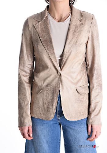 Blazer camoscio con bottoni senza fodera - ph 1