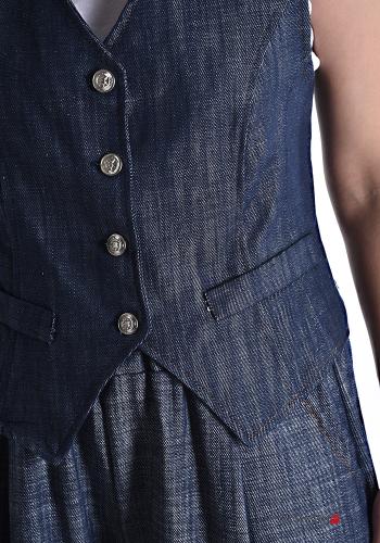 Denim Weste aus Baumwolle mit Knöpfen mit Futter - ph 4