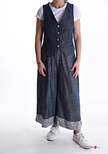 Denim Weste aus Baumwolle mit Knöpfen mit Futter - ph 5