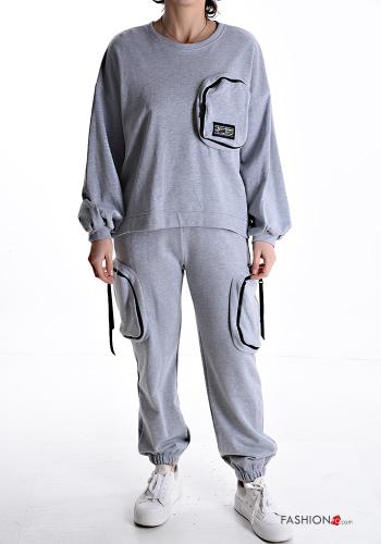 Tuta sportiva in Cotone con elastico con tasche con zip - ph 1