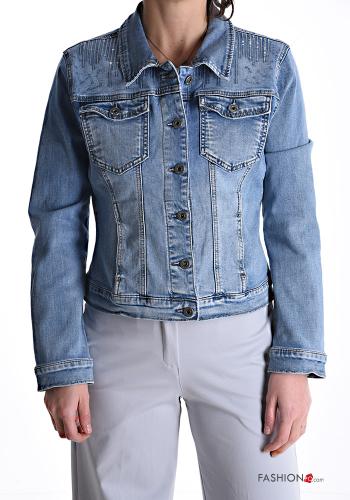 denim Cotton Jacket with buttons without lining with pockets