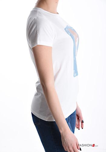 Patterned short sleeve crew neck Cotton T-shirt - ph 3