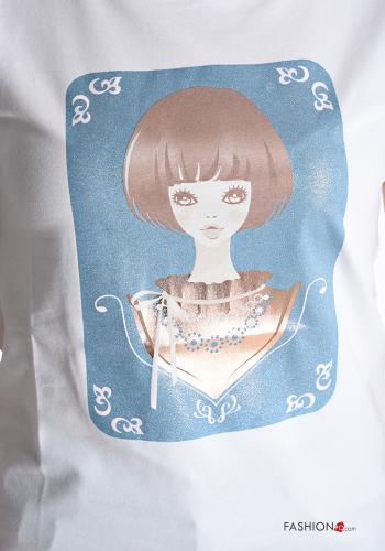 Patterned short sleeve crew neck Cotton T-shirt - ph 4