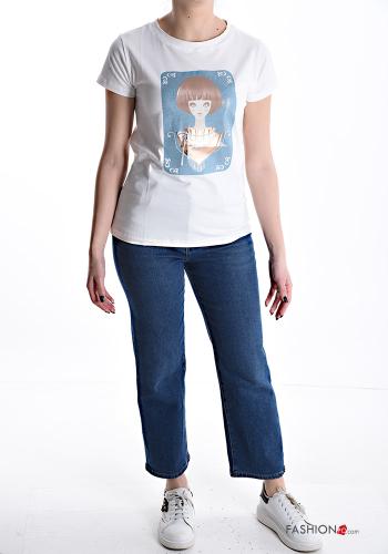 Patterned short sleeve crew neck Cotton T-shirt - ph 5