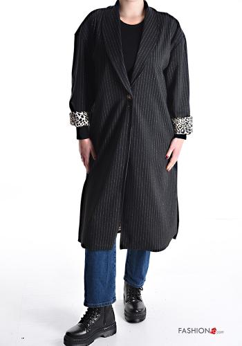 Manteau Imprimé à rayures à boutons avec poches - ph 1