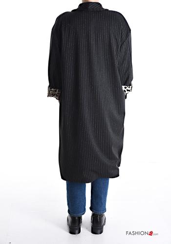 Manteau Imprimé à rayures à boutons avec poches - ph 2