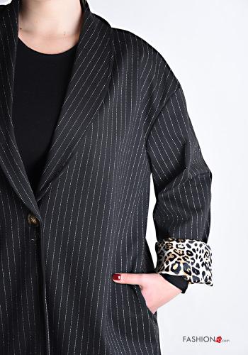 Manteau Imprimé à rayures à boutons avec poches - ph 4