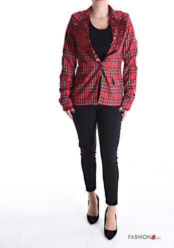 Blazer Fantasia tartan con fodera con paillettes con bottoni - ph 5