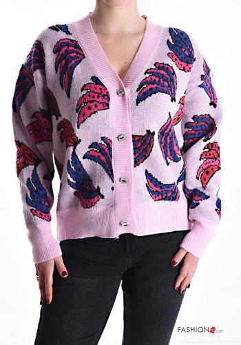 Abstract print Cardigan with buttons with v-neck - ph 1
