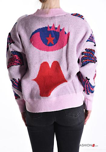 Abstract print Cardigan with buttons with v-neck - ph 2