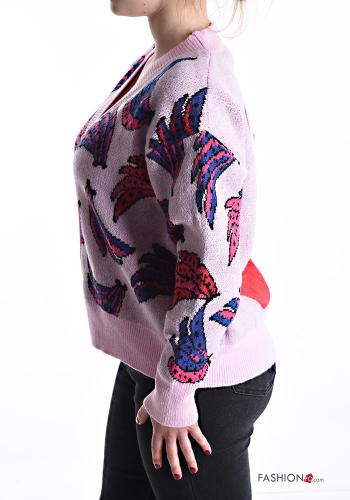 Abstract print Cardigan with buttons with v-neck - ph 3