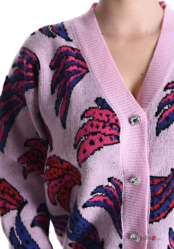 Abstract print Cardigan with buttons with v-neck - ph 4