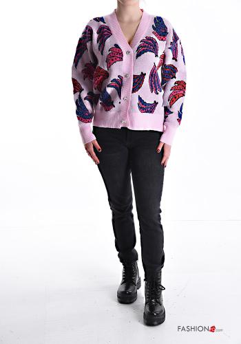 Abstract print Cardigan with buttons with v-neck - ph 5