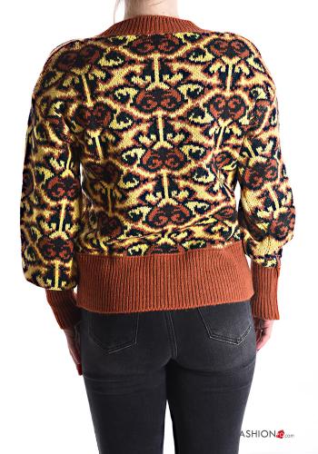 Abstract print crew neck Wool Mix Sweater - ph 2