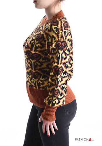 Abstract print crew neck Wool Mix Sweater - ph 3