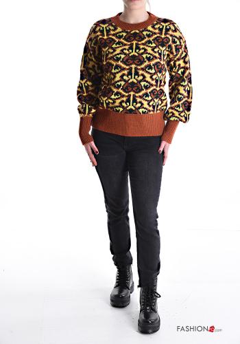 Abstract print crew neck Wool Mix Sweater - ph 5