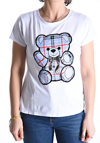 T-shirt em Algodão Estampado de urso