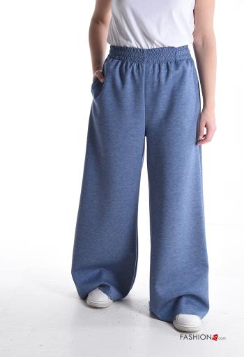 Pantalone sportivo wide leg lungo con tasche con elastico - ph 1