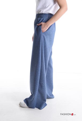 Pantalone sportivo wide leg lungo con tasche con elastico - ph 3