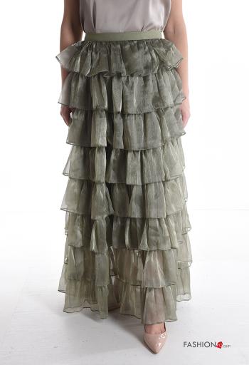 Gonna tulle vita alta con balze con elastico