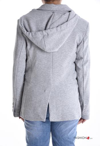 Giacca in Cotone maniche lunghe con bottoni con cappuccio - ph 2