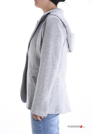 Giacca in Cotone maniche lunghe con bottoni con cappuccio - ph 3