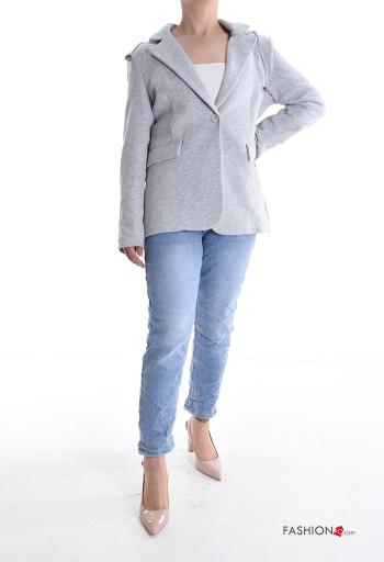 Giacca in Cotone maniche lunghe con bottoni con cappuccio - ph 5