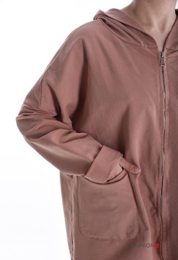 Felpa in Cotone maniche lunghe con zip con cappuccio - ph 4