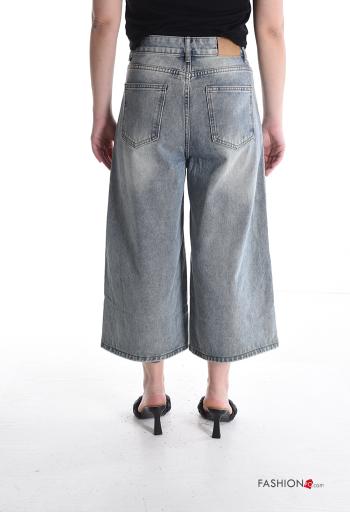 Jeans in Cotone denim vita alta con tasche con bottoni con zip - ph 2