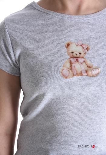 T-shirt in Cotone maniche corte girocollo Fantasia animali - ph 4