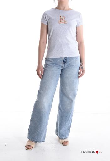 T-shirt in Cotone maniche corte girocollo Fantasia animali - ph 5