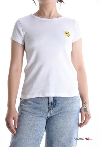 T-shirt in Cotone maniche corte girocollo Fantasia ricamata - ph 1
