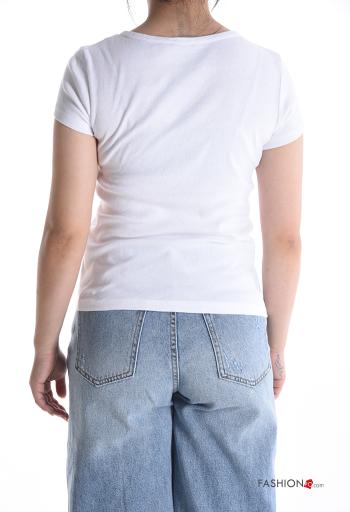 T-shirt in Cotone maniche corte girocollo Fantasia ricamata - ph 2