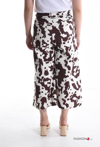 Pantalone in Cotone wide leg Fantasia animalier con tasche con bottoni con zip - ph 2