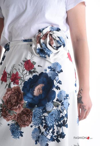 Gonna lungo Fantasia floreale con cintura in stoffa con elastico - ph 4