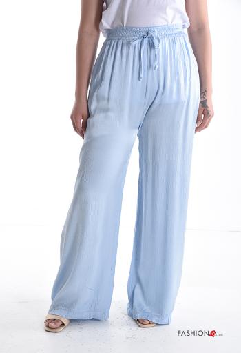 Pantalone wide leg con tasche con elastico