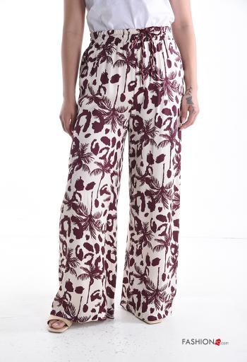 Pantalone wide leg Fantasia mista con tasche con elastico