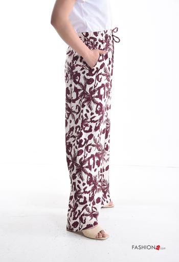 Pantalone wide leg Fantasia mista con tasche con elastico - ph 3