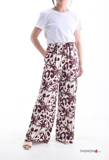 Pantalone wide leg Fantasia mista con tasche con elastico - ph 5