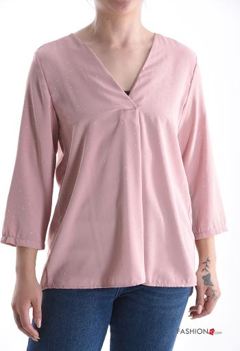 Blusa scollo a V maniche a tre quarti - ph 1
