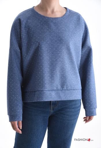 Felpa maniche lunghe girocollo con strass