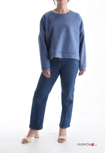 Felpa maniche lunghe girocollo con strass - ph 5