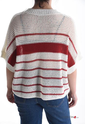 Maglione in Cotone a rete maniche corte girocollo Fantasia ricamata - ph 2