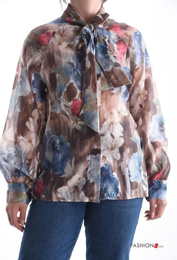 Camicia maniche lunghe Fantasia floreale con bottoni con fiocco - ph 1