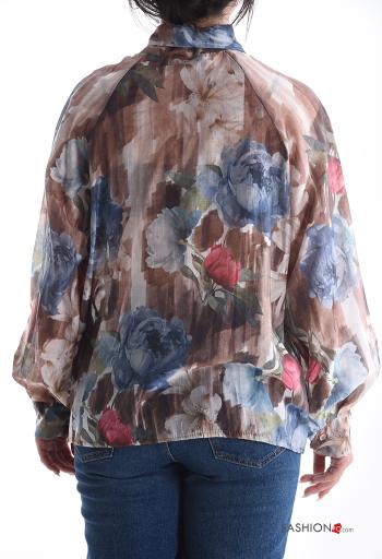 Camicia maniche lunghe Fantasia floreale con bottoni con fiocco - ph 2