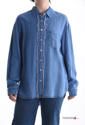 Camicia maniche lunghe con colletto con bottoni con strass - ph 1