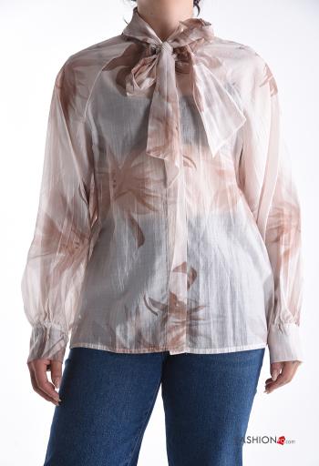 Camisa manga larga Estampado Floral con botones con lazo - ph 1