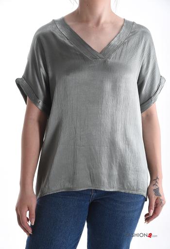 Blouse manches courtes à col en V